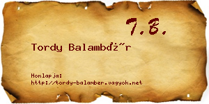 Tordy Balambér névjegykártya